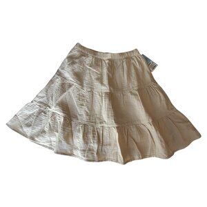 Cat & Jack Girls XS Cream Tiered Cotton Skirt Soft & Lightweight Elastic Waist